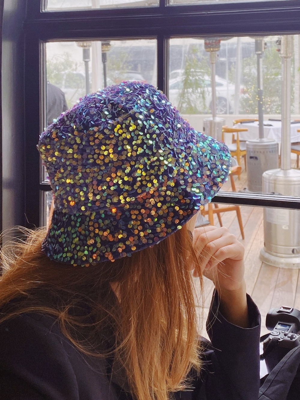 Source Unknown Black Sequin Bucket Hat with Iridescent Accents - Picture 2 of 6